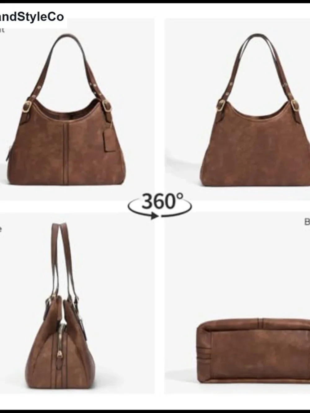 Soft Faux Leather Hobo Shoulder Bag Slouchy Vintage Purse Everyday